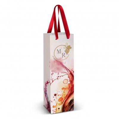 Wine Ribbon Handle Paper Bag - Full Colour (TUA127175)