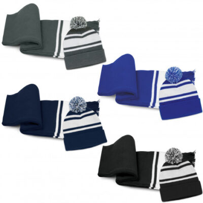 Commodore Scarf and Beanie with Pom Pom Set (TUA129251)