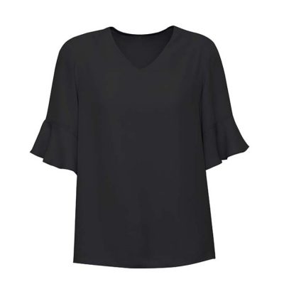 Womens Aria Fluted Sleeve Blouse (FBIZRB966LS)