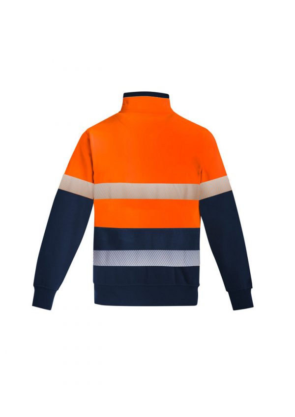 Mens Orange Flame Hi Vis 1/4 Zip Brushed Fleece Pullover - Hoop Taped (FBIZZT150)