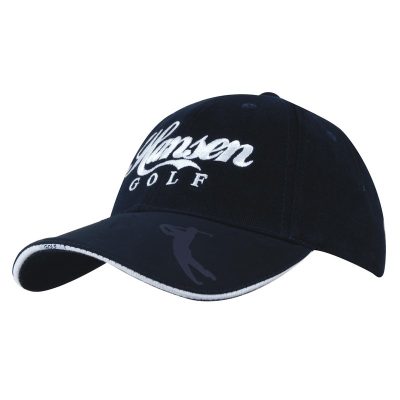 Brushed Heavy Cotton Cap with Embossed Pu Peak (HEAD4022)