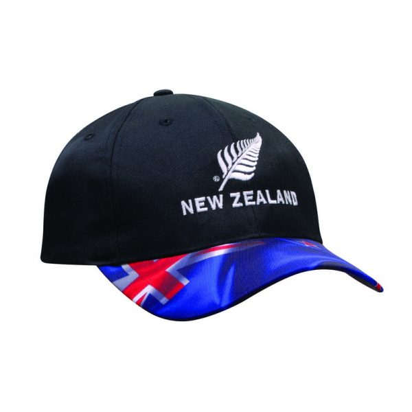 Breathable Poly Twill NZ Flag Peak Cap (HEAD4257)