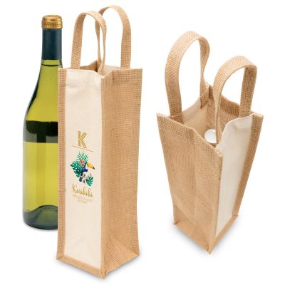Eco Jute 1 Bottle Wine Bag (PRIME1195)