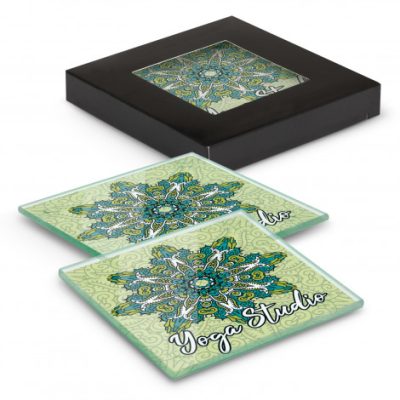 Venice Glass Coaster Set of 2 Square - Full Colour (TUA120164)