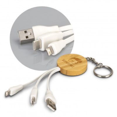 Bamboo Charging Cable Key Ring - Round (TUA121411)