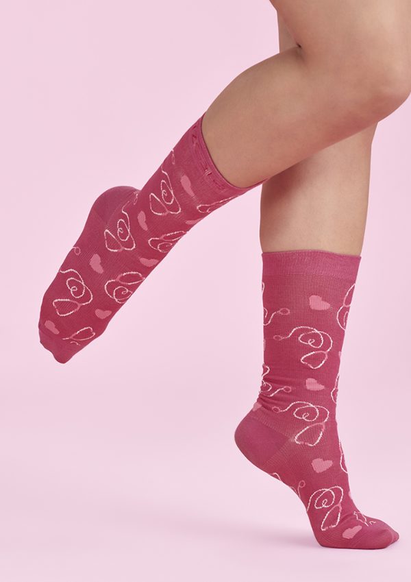 Unisex Pink Happy Feet Comfort Socks (FBIZCCS250U)