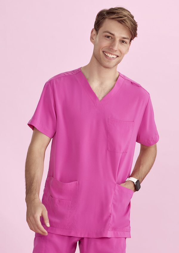 Unisex Pink V-Neck Scrub Top (FBIZCST250US)