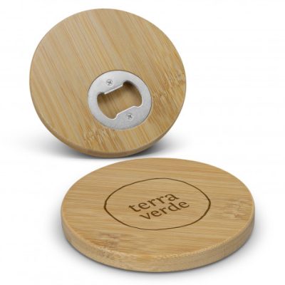 Bamboo Bottle Opener Coaster - Round (TUA125938)