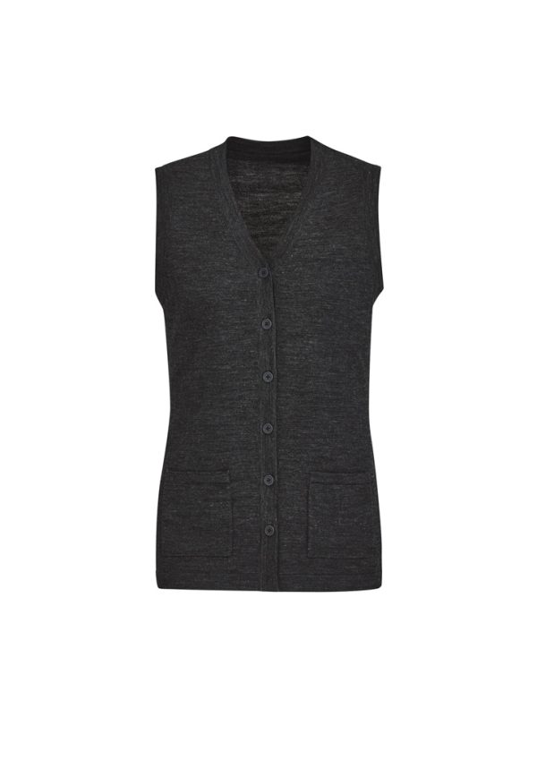 Womens Button Front Knit Vest (FBIZCK961LV)