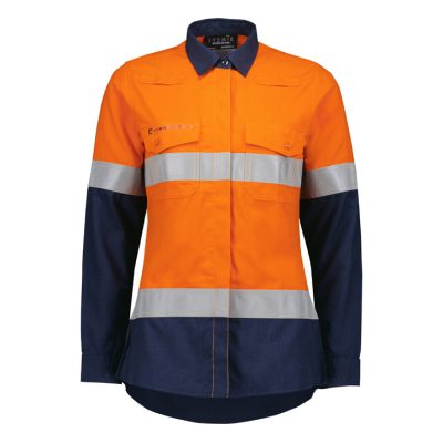 Womens Orange Flame Lightweight Ripstop Taped Shirt (FBIZZW170)
