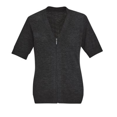 Womens Zip Front Short Sleeve Knit Cardigan (FBIZCK962LC)