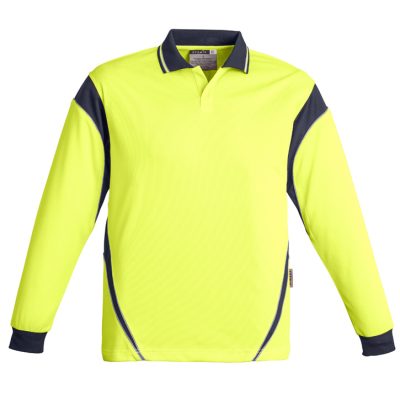 Mens Hi Vis Aztec Long Sleeve Polo (FBIZZH249)
