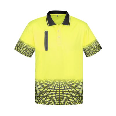 Mens Hi Vis Tracks Short Sleeve Polo (FBIZZH300)