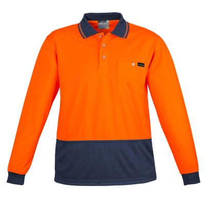 Mens Hi Vis Comfort Back Long Sleeve Polo (FBIZZH410)
