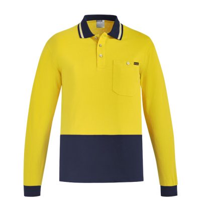Mens Hi Vis Cotton Long Sleeve Polo (FBIZZH430)