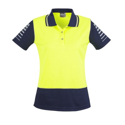 Womens Hi Vis Zone Short Sleeve Polo (FBIZZHL236)