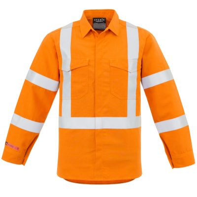 Mens Red Flame Hi Vis X Back Shirt (FBIZZW137)