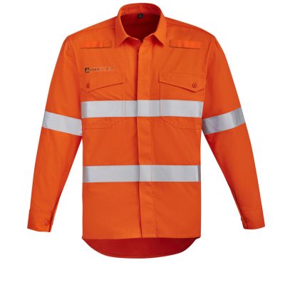 Mens Orange Flame Hi Vis Open Front Shirt – Hoop Taped (FBIZZW145)