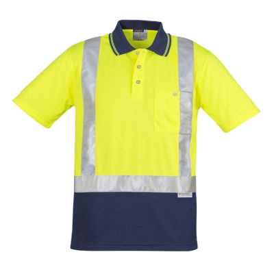 Mens Hi Vis Spliced Short Sleeve Polo – Shoulder Taped (FBIZZH233)