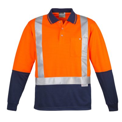 Mens Hi Vis Spliced Long Sleeve Polo – Shoulder Taped (FBIZZH234)