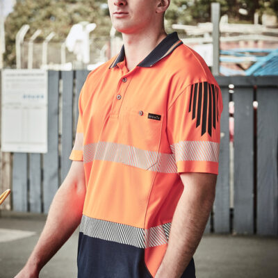 Mens Hi Vis Flux Segmented Tape Short Sleeve Polo (FBIZZH555)