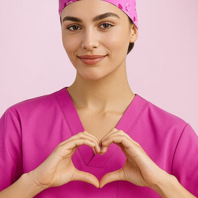 Unisex Pink Printed Scrub Cap (FBIZCSC246U)