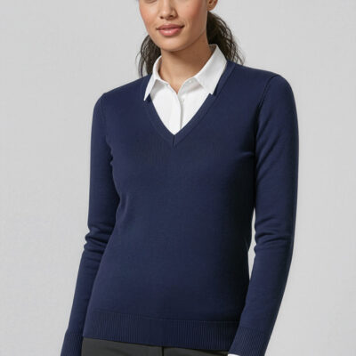 Womens V-Neck Knit Pullover (FBIZLP3506)