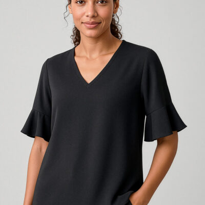 Womens Aria Fluted Sleeve Blouse (FBIZRB966LS)