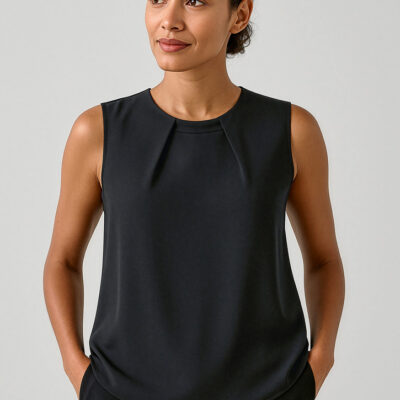 Womens Estelle Sleeveless Pleat Detail Blouse (FBIZRB973LN)
