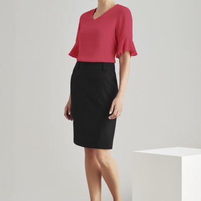 Womens Comfort Wool Stretch Multi-Pleat Skirt (FBIZ24015)