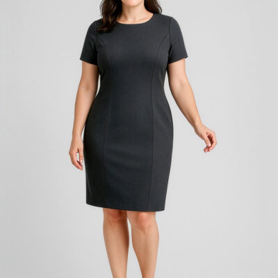 Womens Comfort Wool Stretch Short Sleeve Shift Dress (FBIZ34012)