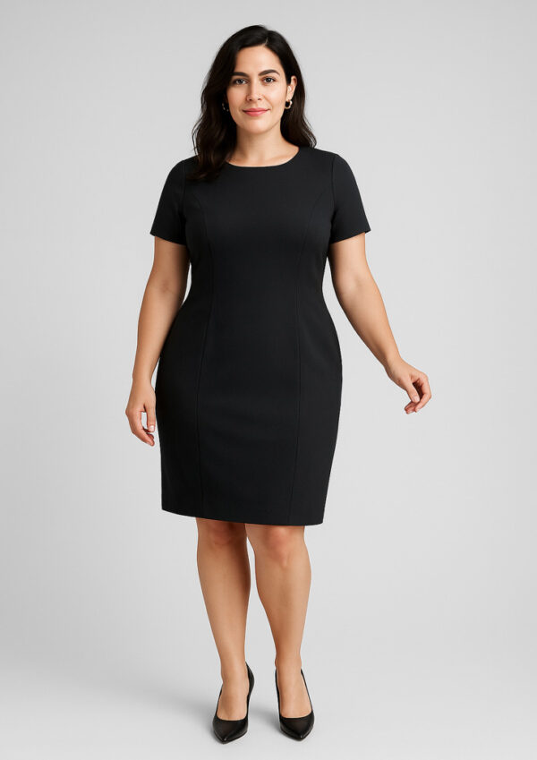 Womens Comfort Wool Stretch Short Sleeve Shift Dress (FBIZ34012)