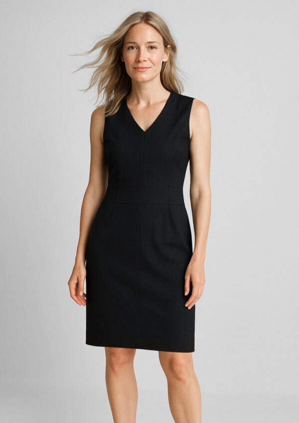 Womens Comfort Wool Stretch Sleeveless V-Neck Dress (FBIZ34021)
