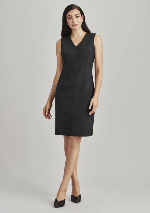 Womens Comfort Wool Stretch Sleeveless V-Neck Dress (FBIZ34021)