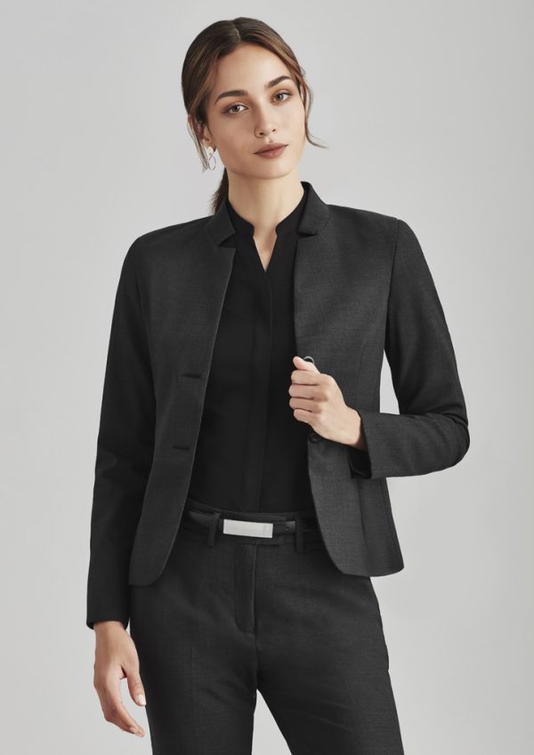 Womens Comfort Wool Stretch Short Jacket with Reverse Lapel (FBIZ64013)