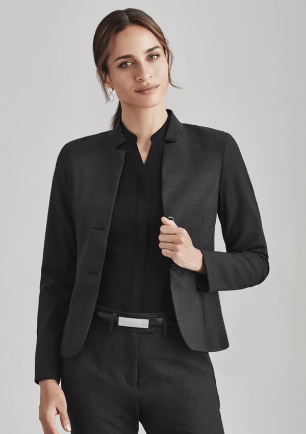 Womens Comfort Wool Stretch Short Jacket with Reverse Lapel (FBIZ64013)