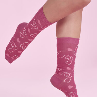 Unisex Pink Happy Feet Comfort Socks (FBIZCCS250U)