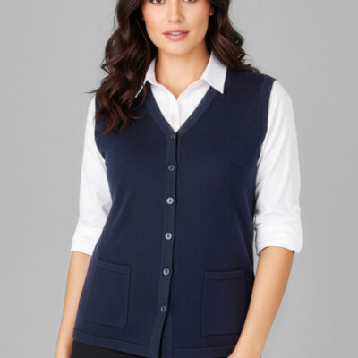Womens Button Front Knit Vest (FBIZCK961LV)