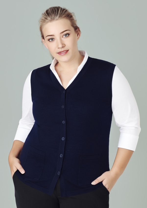 Womens Button Front Knit Vest (FBIZCK961LV)