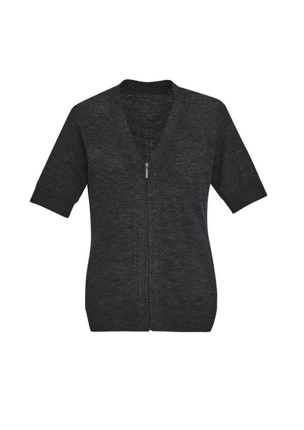 Womens Zip Front Short Sleeve Knit Cardigan (FBIZCK962LC)