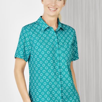 Womens Florence Daisy Print Short Sleeve Shirt (FBIZCS948LS)
