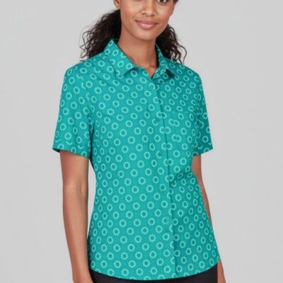 Womens Florence Daisy Print Short Sleeve Shirt (FBIZCS948LS)
