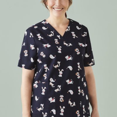 Womens Printed Best Friends Scrub Top (FBIZCST147LS)