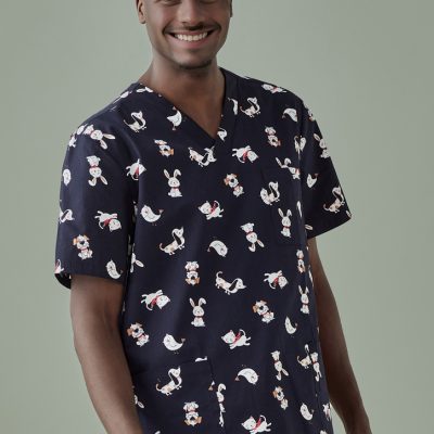 Mens Printed Best Friends Scrub Top (FBIZCST147MS)