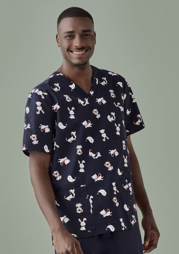Mens Printed Best Friends Scrub Top (FBIZCST147MS)