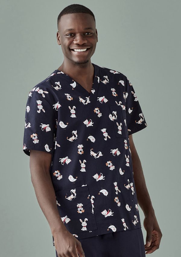 Mens Printed Best Friends Scrub Top (FBIZCST147MS)