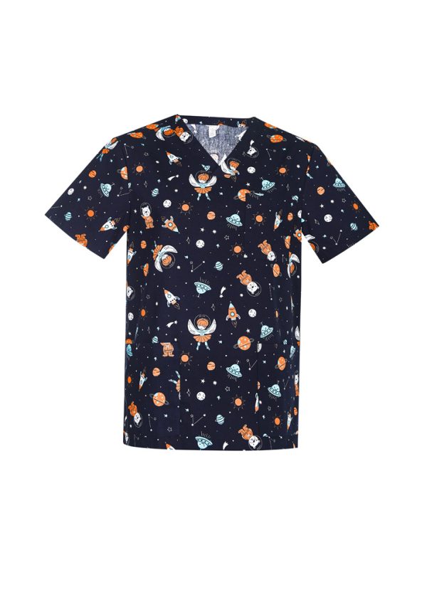 Mens Printed Space Party Scrub Top (FBIZCST148MS)