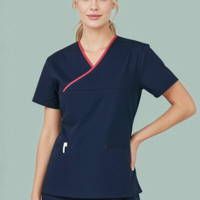 Classic Womens Contrast Crossover Scrub Top (FBIZH10722)