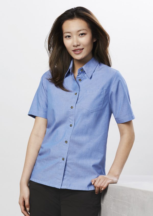 Womens Chambray Short Sleeve Shirt (FBIZLB6200)