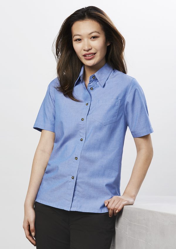 Womens Chambray Short Sleeve Shirt (FBIZLB6200)